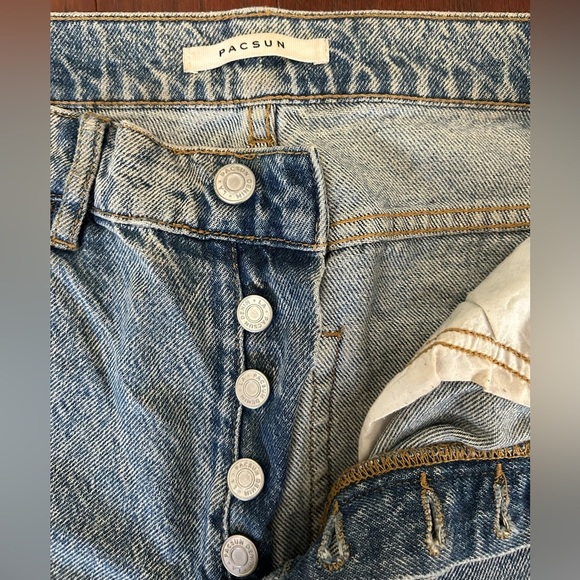 Pac Sun Woman's Blue Button Up Denim High Rise Jeans Straight Leg 26" X 25” - Picture 6 of 10
